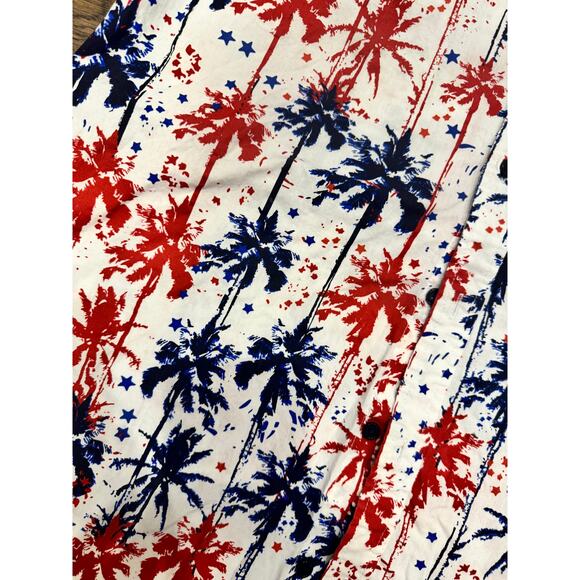 Mens Southern Proper Red White Blue Button Up Short Sleeve Cocktail Shirt- M - Picture 3 of 4